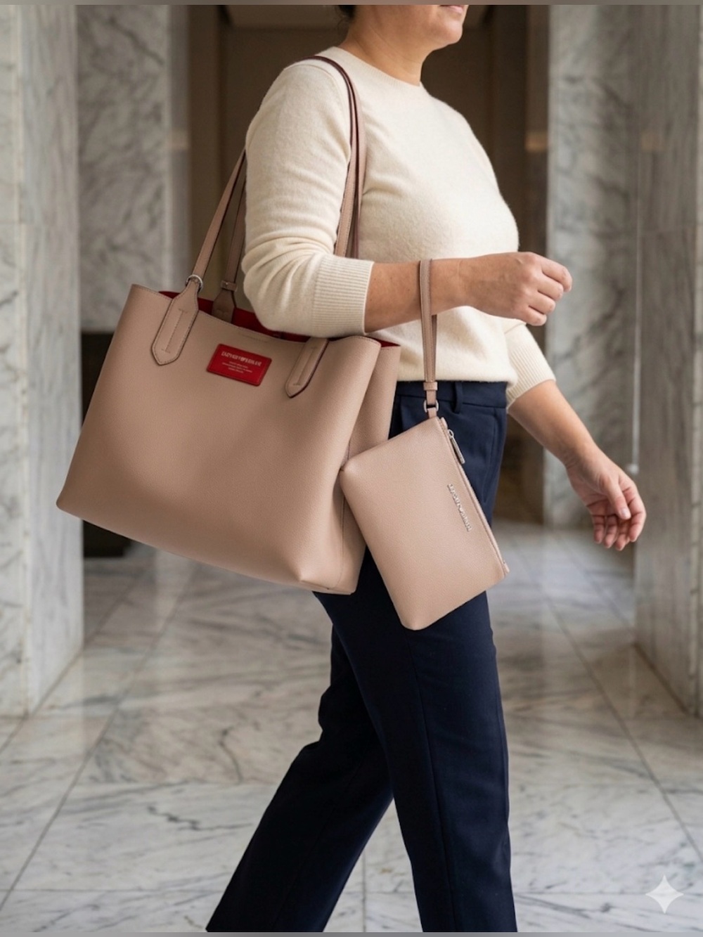 Emporio Armani Blush Pink Tote with Detachable Wristlet